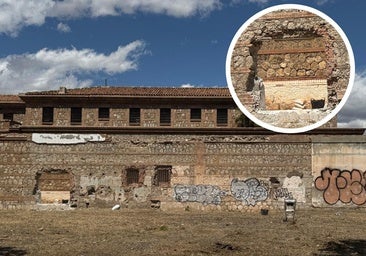 A hole cut in the former Malaga prison's outer wall for the filming of a scene.