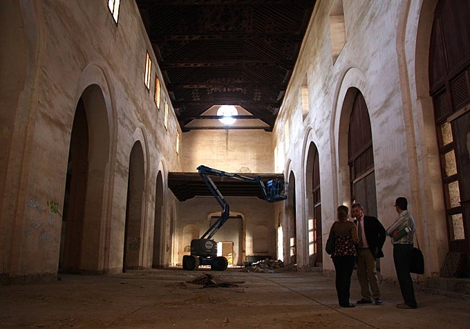 The interior of the of La Trinidad convent, with its high walls and wooden ceilings.