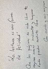 One of the dedications in the books donated in Málaga.