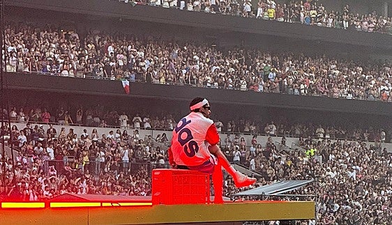 Bad Bunny on stage in London.