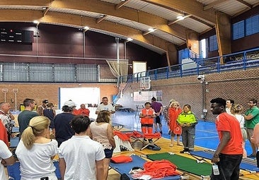 The local sports hall was set up to accommodate those who had been evacuated.