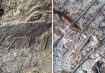 A close-up of the engravings at La Herriza, in Cañete la Real.