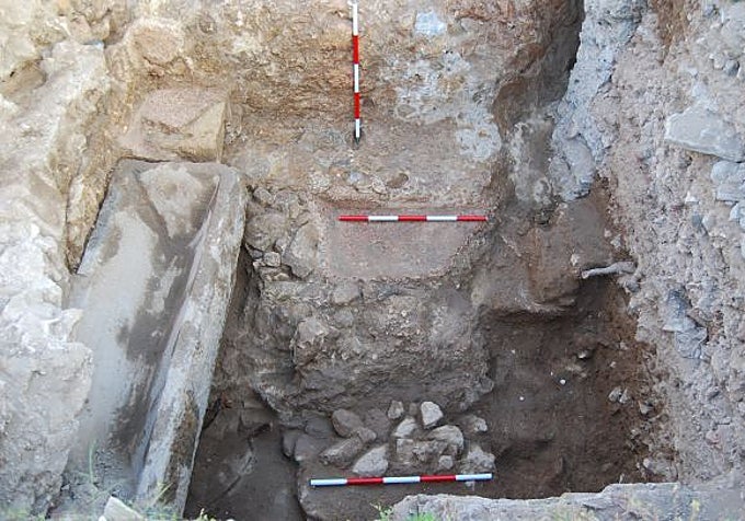 A view of the Roman water supply system found on the grounds.