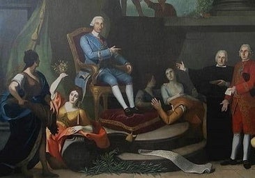 King Carlos III with Miguel de Gálvez (in black) and his brother José.