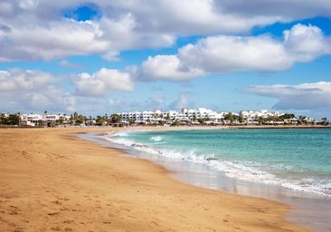 View of the beach in Puerto del Carmen, Lanzarote.