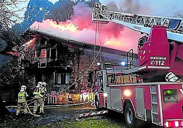 Archive photo showing firefighters in action as they are putting out a fire in Spanish farmhouse.