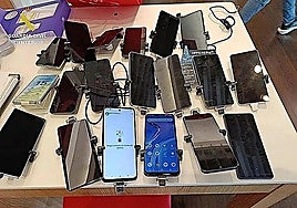 Some of the mobile phones that were seized.