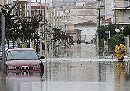 Flooded streets in the Valencian town of Guardamar de la Safor following the passage of storm Adam.
