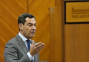 President of the regional government of Andalucía Juanma Moreno speaking during the meeting on government accountability in the Andalusian regional parliament