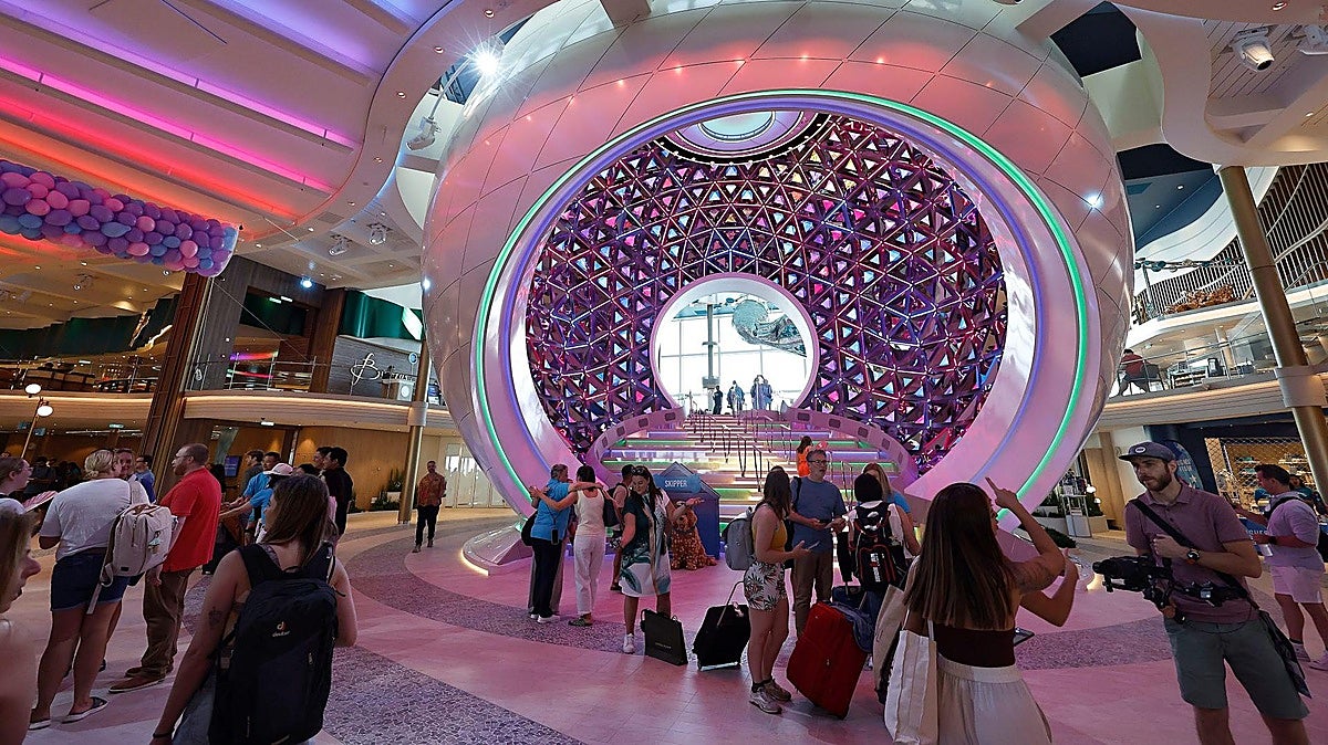 The world's largest cruise ship sets sail on its maiden voyage from Malaga