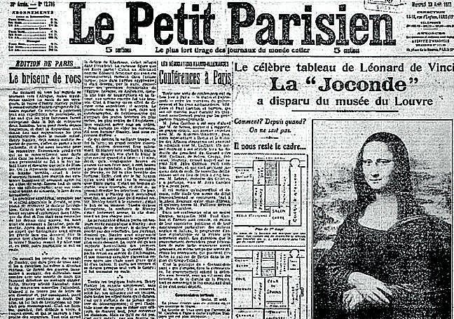 News of the theft of the Mona Lisa in Le Petit Parisien.