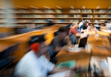 Malaga University students in the library.