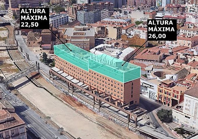 Visualisation of the expansion that the Ibis Málaga Centro hotel could have undergone.