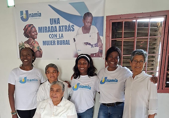 Another photo of Sol, on the left, with nuns and members of Unamia.