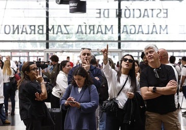Confusion among passengers at Malaga city's train station following cancellation of all services to Madrid