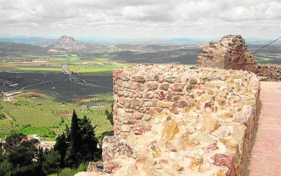 The Peña de los Enamorados, left, as seen from Antequera's Alcazaba.