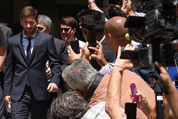 Messi leaves court in Barcelona last June (file photo).