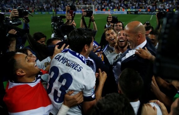 Zidane was an active part of Sunday’s title celebrations.
