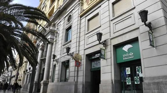 The branch of Unicaja in Malaga’s Plaza de la Marina.