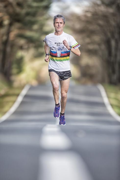 Martín Fiz, who won the marathon at the 1995 World Championships in Gothenburg, in training.  
