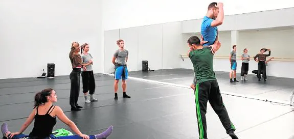 Dancers rehearse at the Estepona theatre that is now their base for rehearsals and shows. 