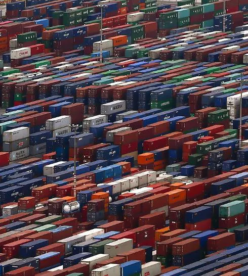 Exports have increased - containers at Barcelona's port.