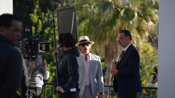 Rupert Grint on set.