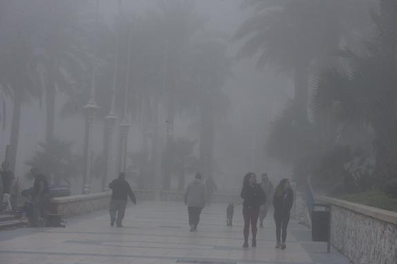 The fog covered coastal areas of Malaga city and other parts of the province.