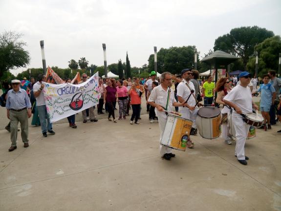 A demonstration in El Alamillo park in Seville on Mad Pride Day.