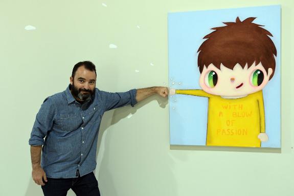 Calleja, with the work titled With a Blow of Passion  (2018).