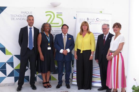 Derek Langley (centre) with speakers and dignitaries at Thursday's launch. 