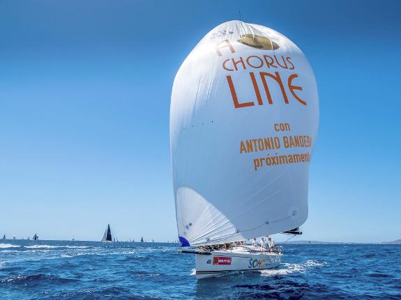 Antonio Banderas' yacht advertises A Chorus Line.