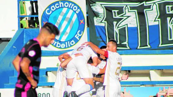 Marbella celebrate after Óscar’s opener on Sunday.