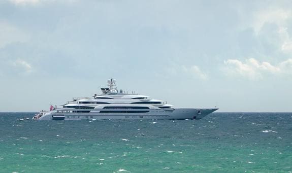 The Cayman Islands-registered Ocean Victory photographed off Marbella on Wednesday.