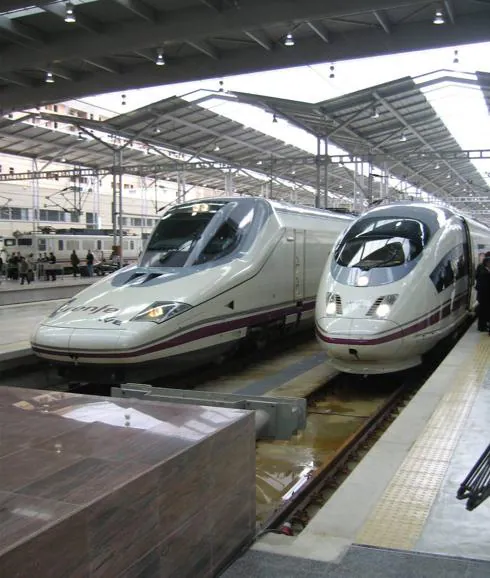 High-speed trains in Malaga station.