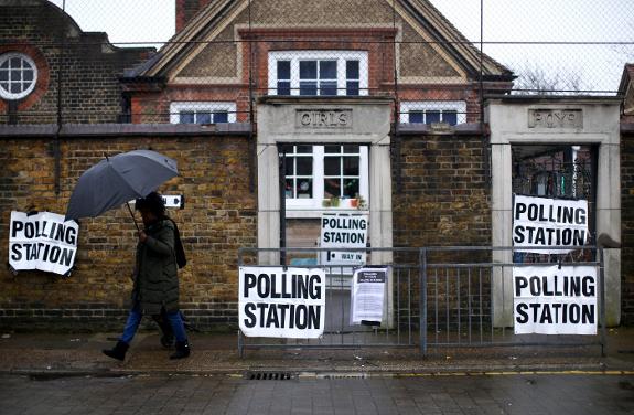 A polling station on Thursday in London.