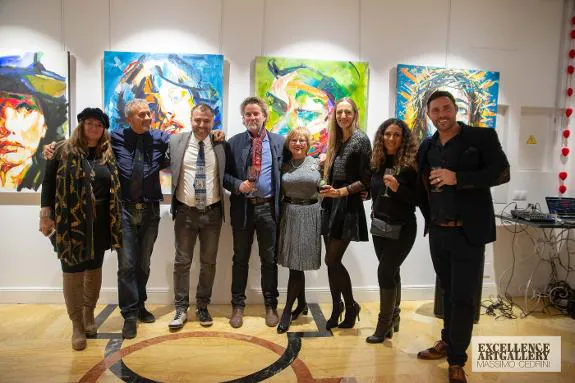 Artists with gallery owner Massimo Cedrini (2nd l). 