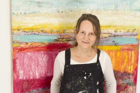 Annabel Keatley with one of her paintings.