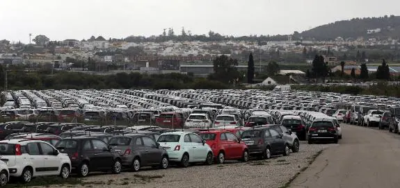 Hire cars left standing near Malaga Airport during the lockdown.