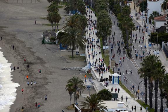 No cars to be seen on the seafront in Malaga city.