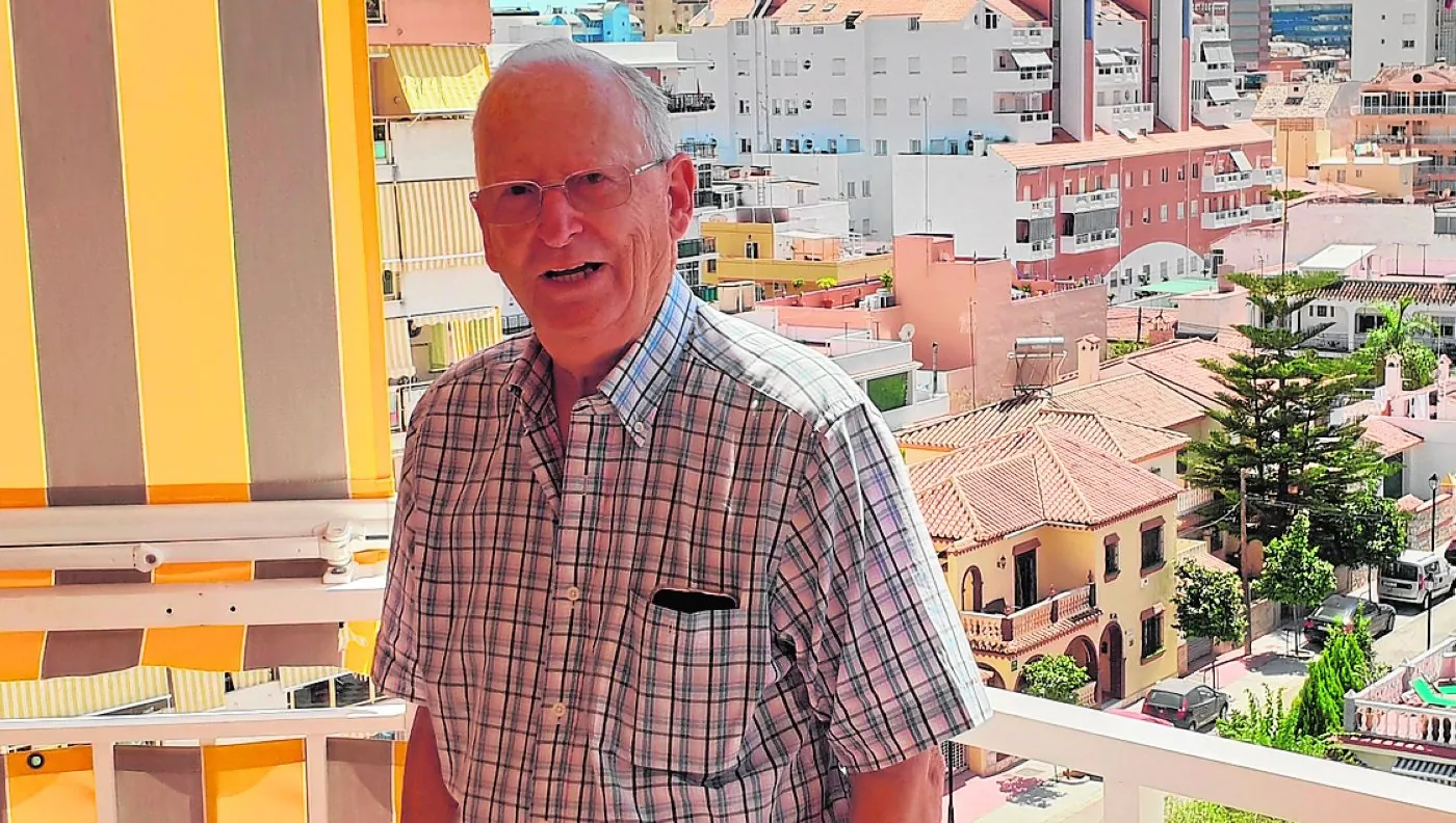 Age Concern president David Long relaxing at his home in Los Boliches. 