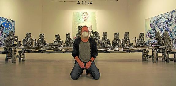 The Last Supper Philippe Pasqua poses in front of the striking sculpture group La Cène. 