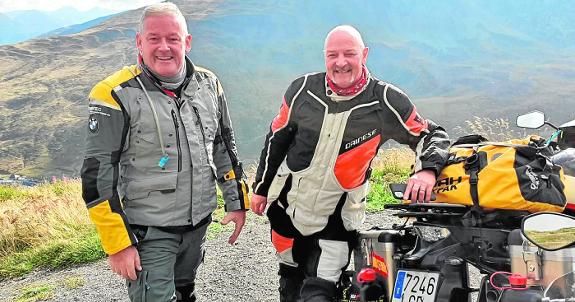 Bikers Angus and Hedley in Andorra, after one of the early stages of their trip this week.