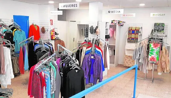 Fashion items on the rails in the new-look store. 