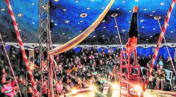 The starry big top where circus skills were taught  and artists performed.