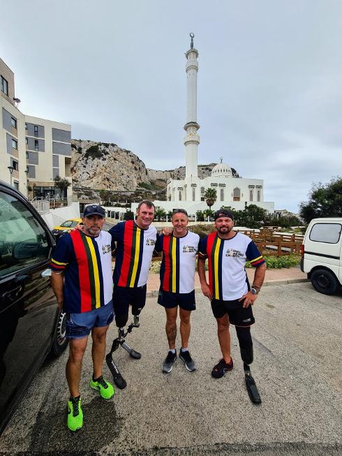 Ian and his friends after arriving in Gibraltar. 