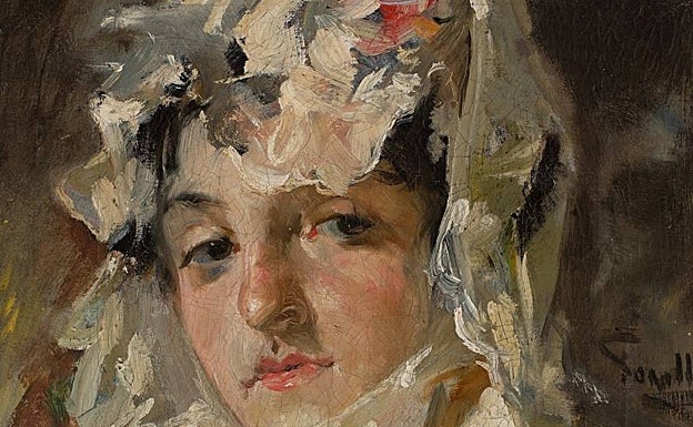 'Cabeza de mujer con mantilla blanca' (detalle). Joaquín 