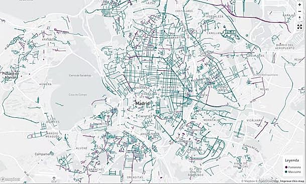 Mapa interactivo de la web Ciudades con Género.