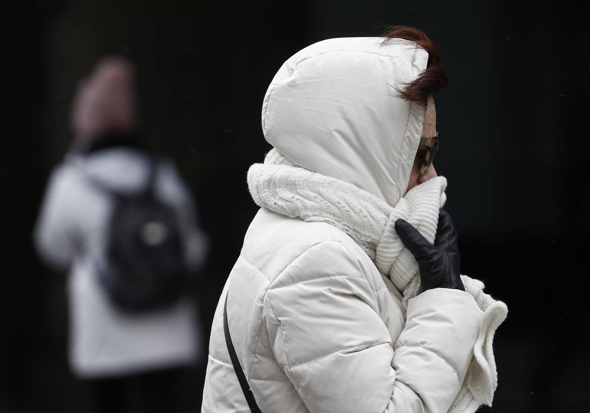 Una mujer pasea abrigada