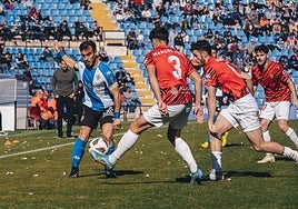 Maxi Ribero, en los minutos finales del choque ante el Mallorca B